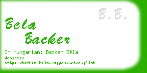 bela backer business card